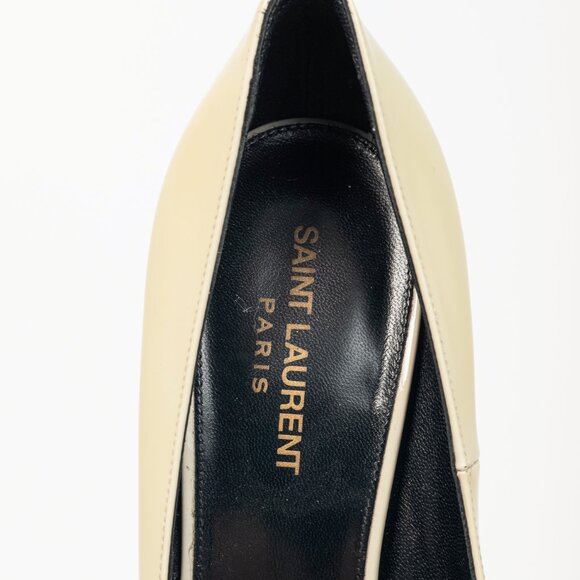 Saint Laurent Opyum Cream Patent YSL Cassandre Pointed-Toe Pumps - Picture 9 of 10